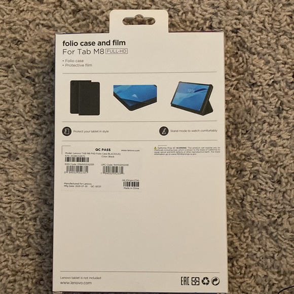 Tab M8 Case. Black, canvas like with screen protector - Picture 2 of 3